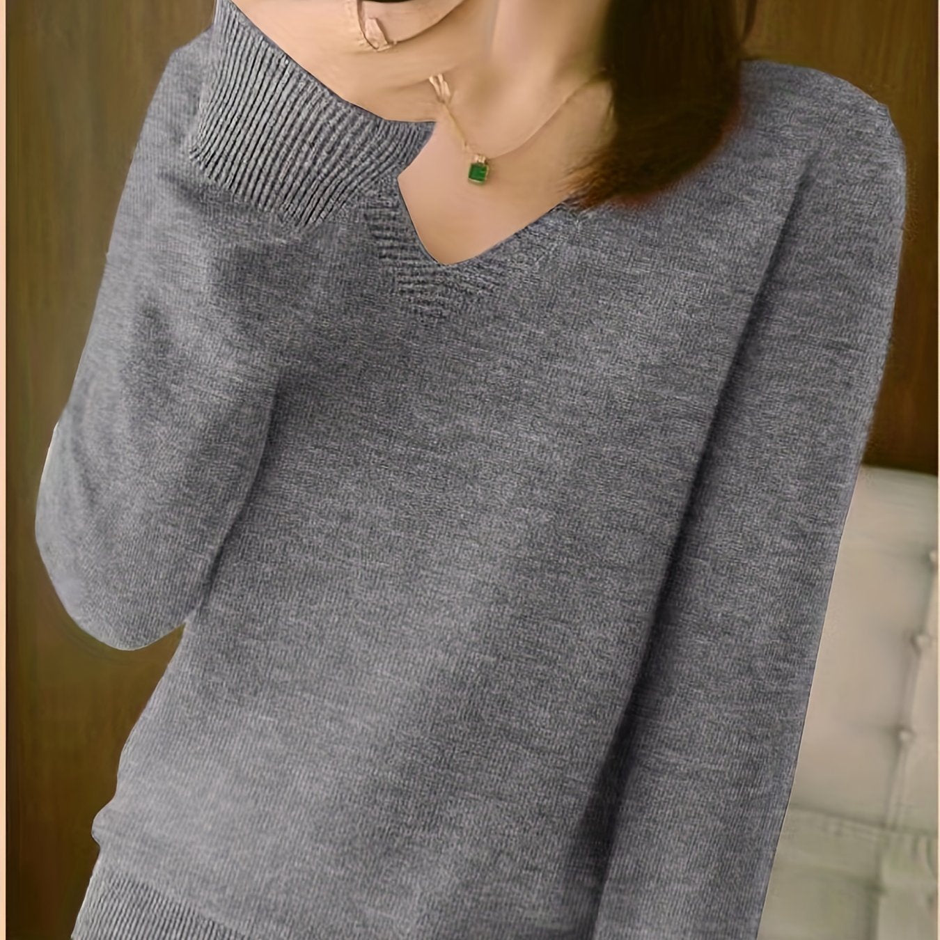 Rebecca | Elegant V-Neck Knit Sweater - Solfae