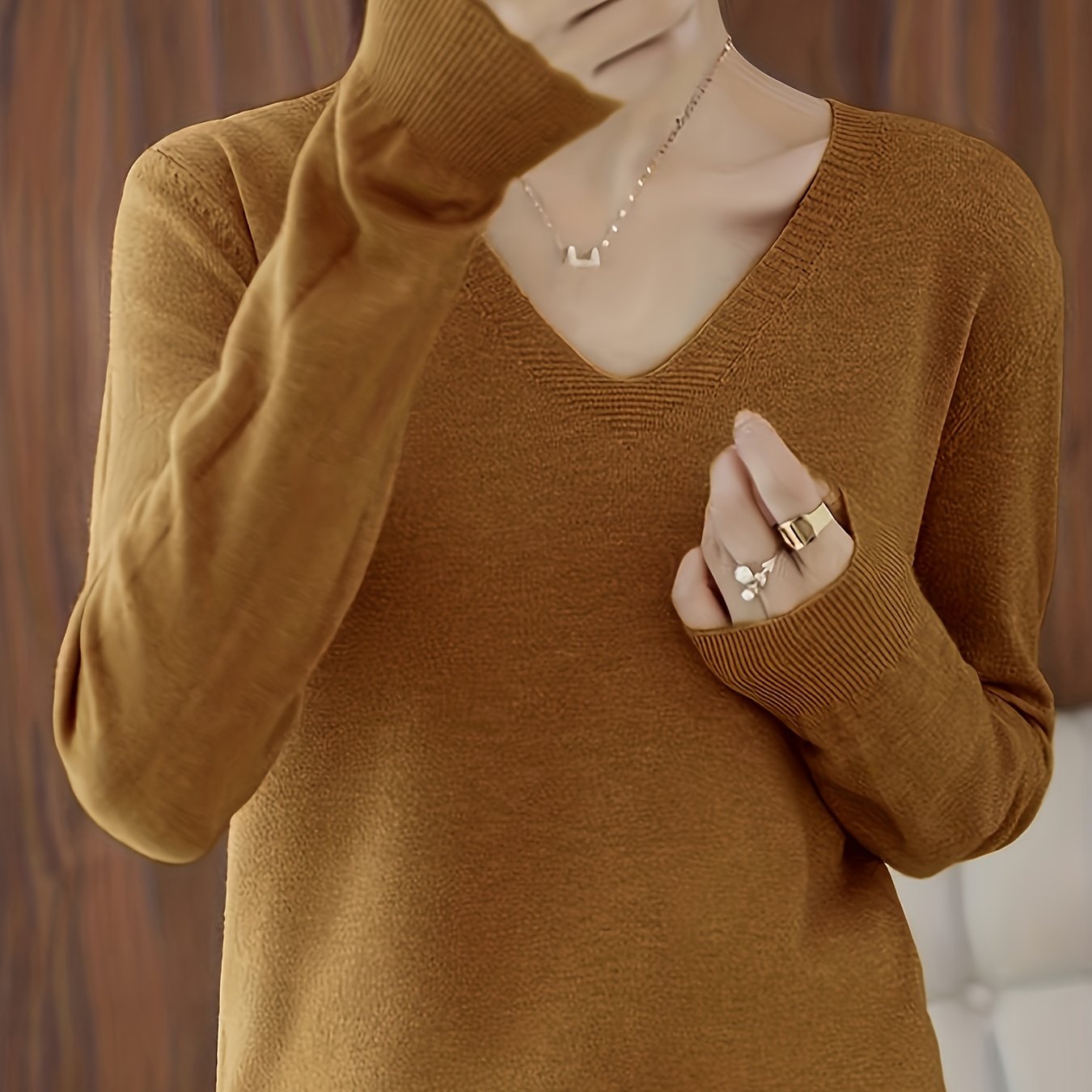 Rebecca | Elegant V-Neck Knit Sweater - Solfae