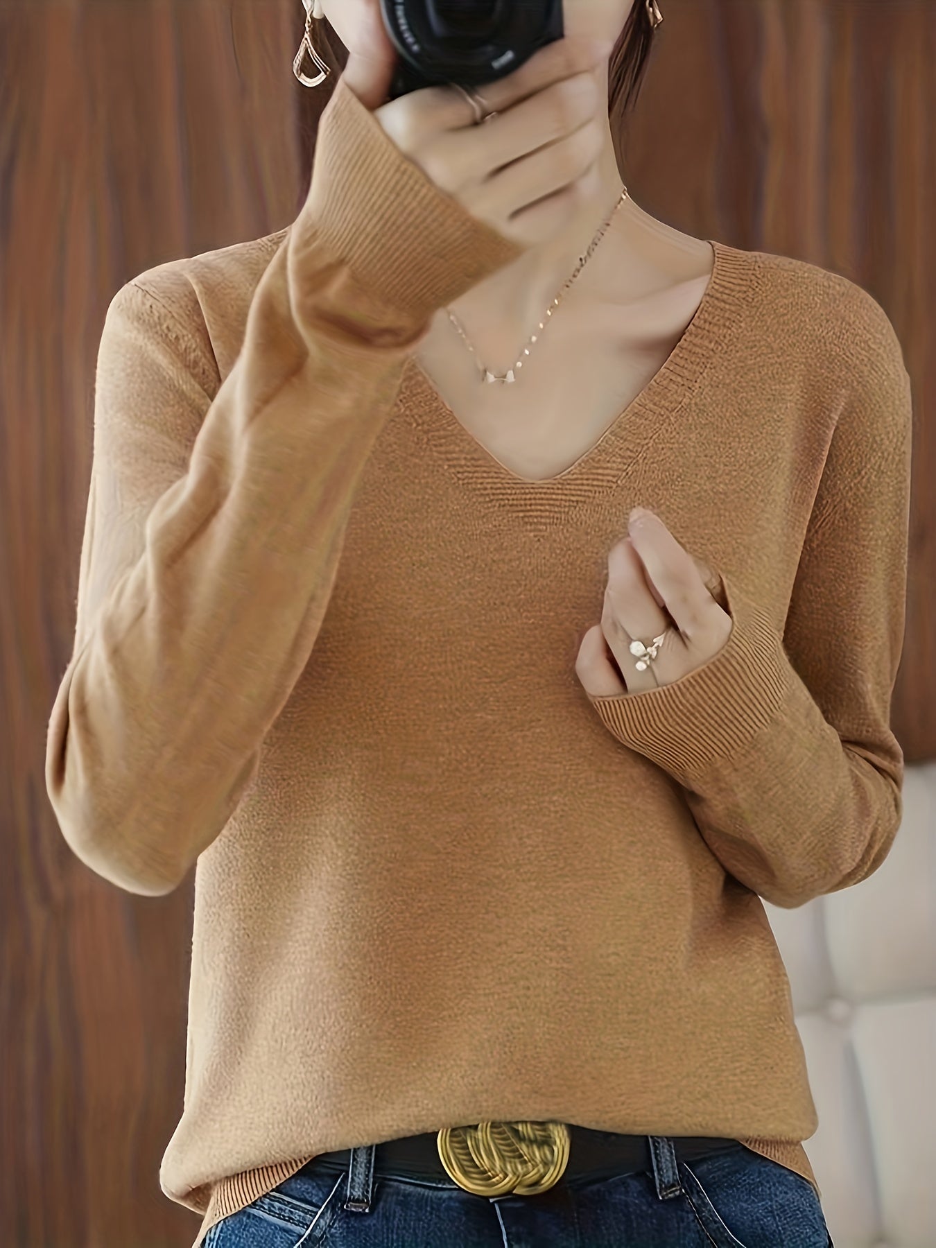 Rebecca | Elegant V-Neck Knit Sweater - Solfae