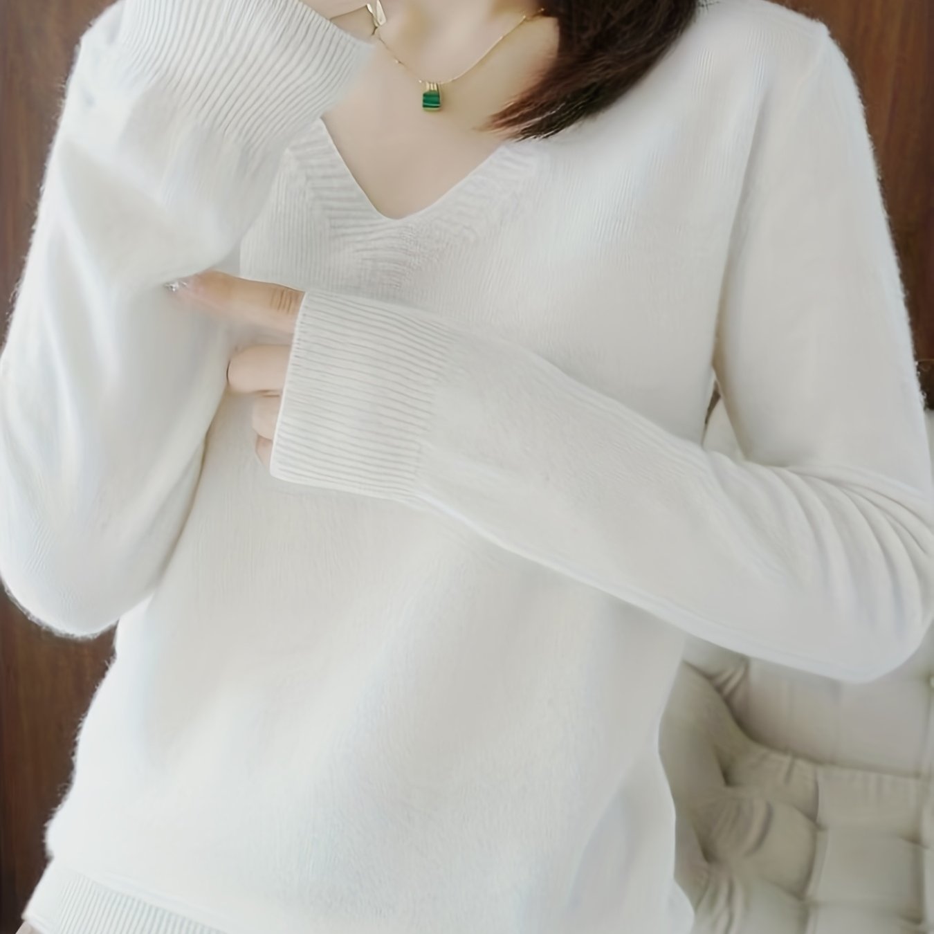 Rebecca | Elegant V-Neck Knit Sweater - Solfae