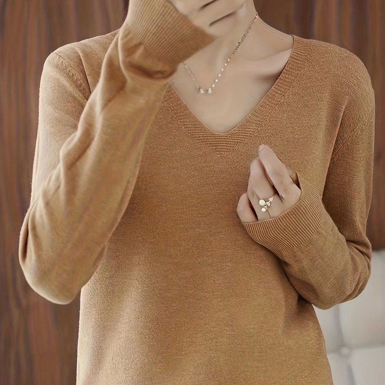 Rebecca | Elegant V-Neck Knit Sweater - Solfae