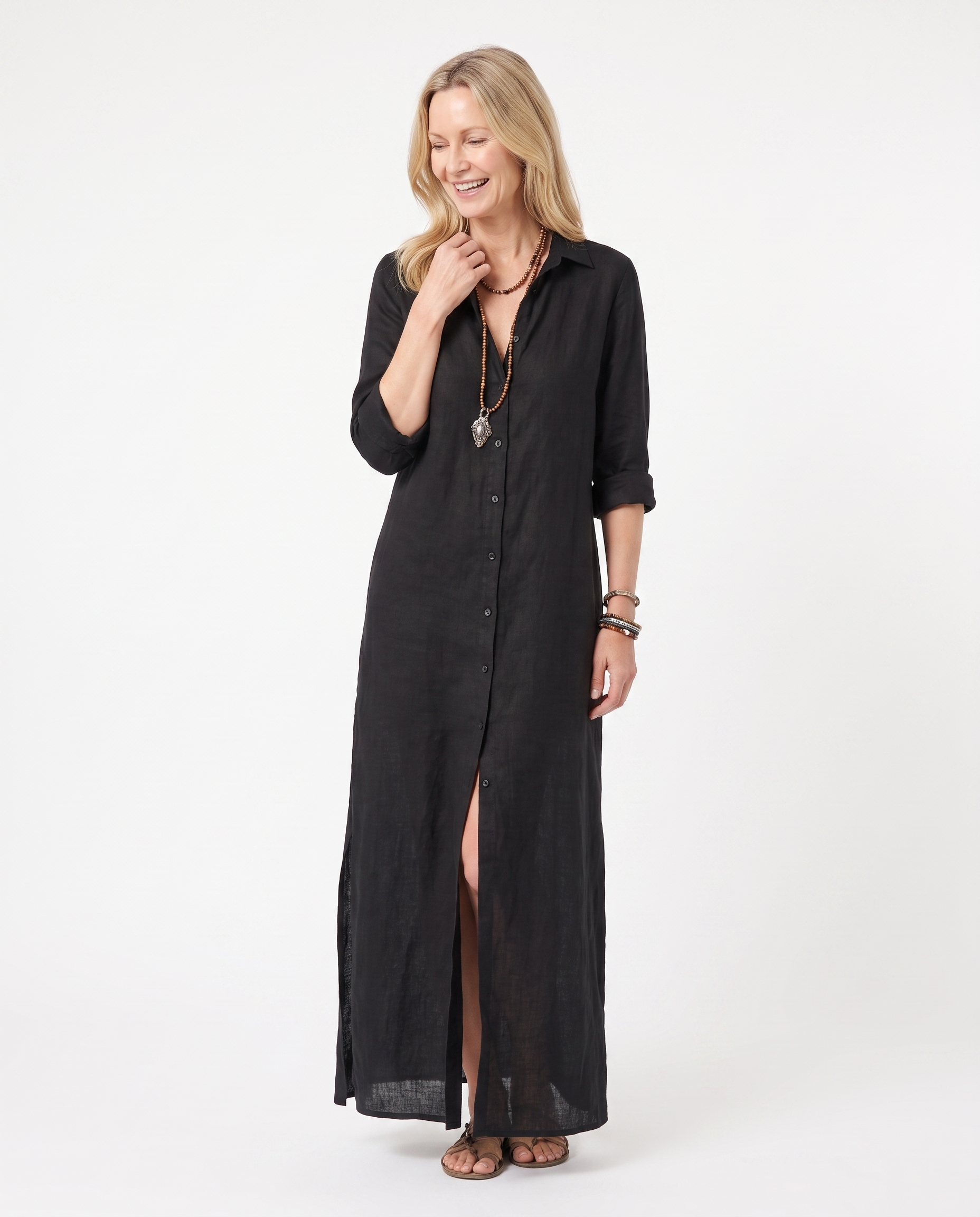 Samantha | Elegant Shirt Maxi Dress - Solfae