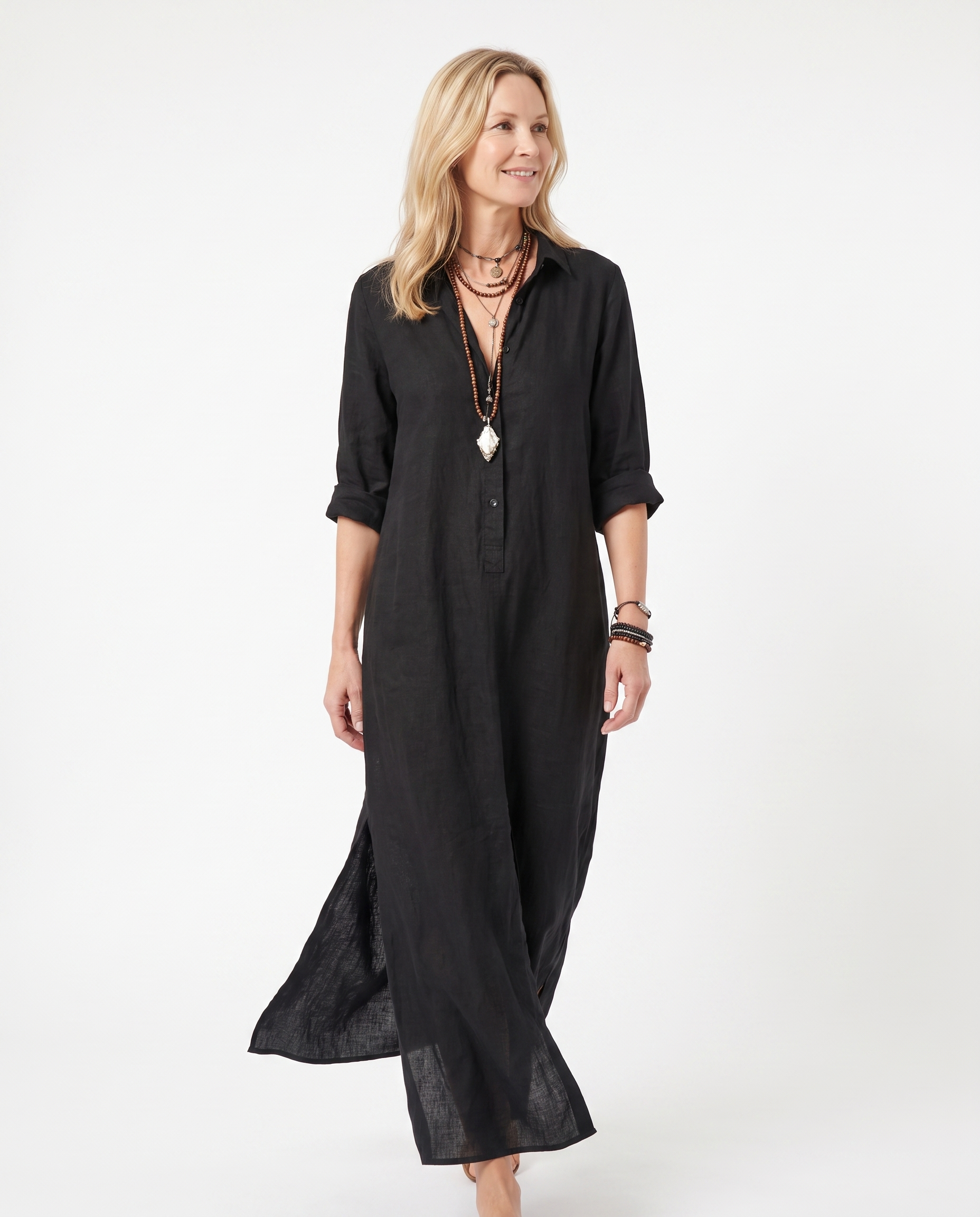 Samantha | Elegant Shirt Maxi Dress - Solfae