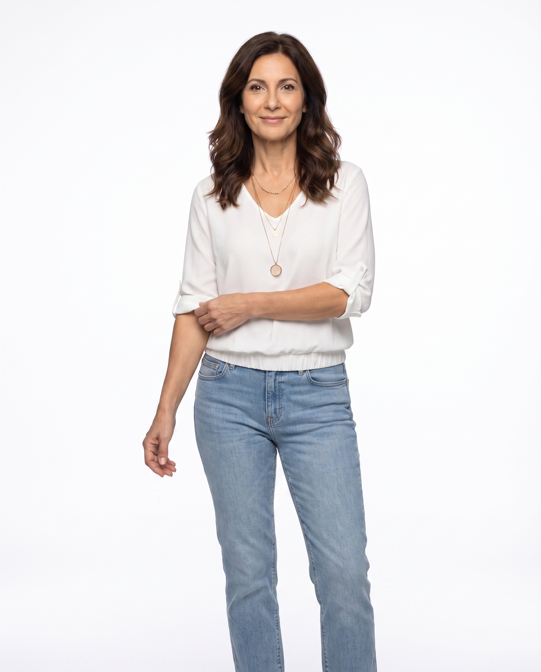 Samantha | Elegant V-Neck Roll-Sleeve Blouse - Solfae