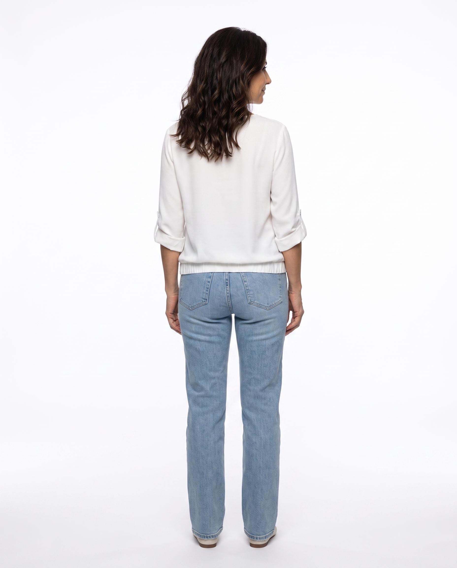 Samantha | Elegant V-Neck Roll-Sleeve Blouse - Solfae