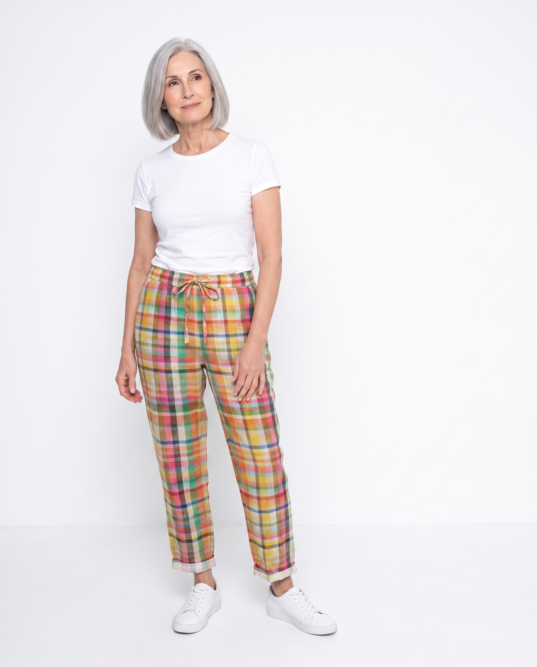 Samantha | Stylish Plaid Drawstring Pants - Solfae