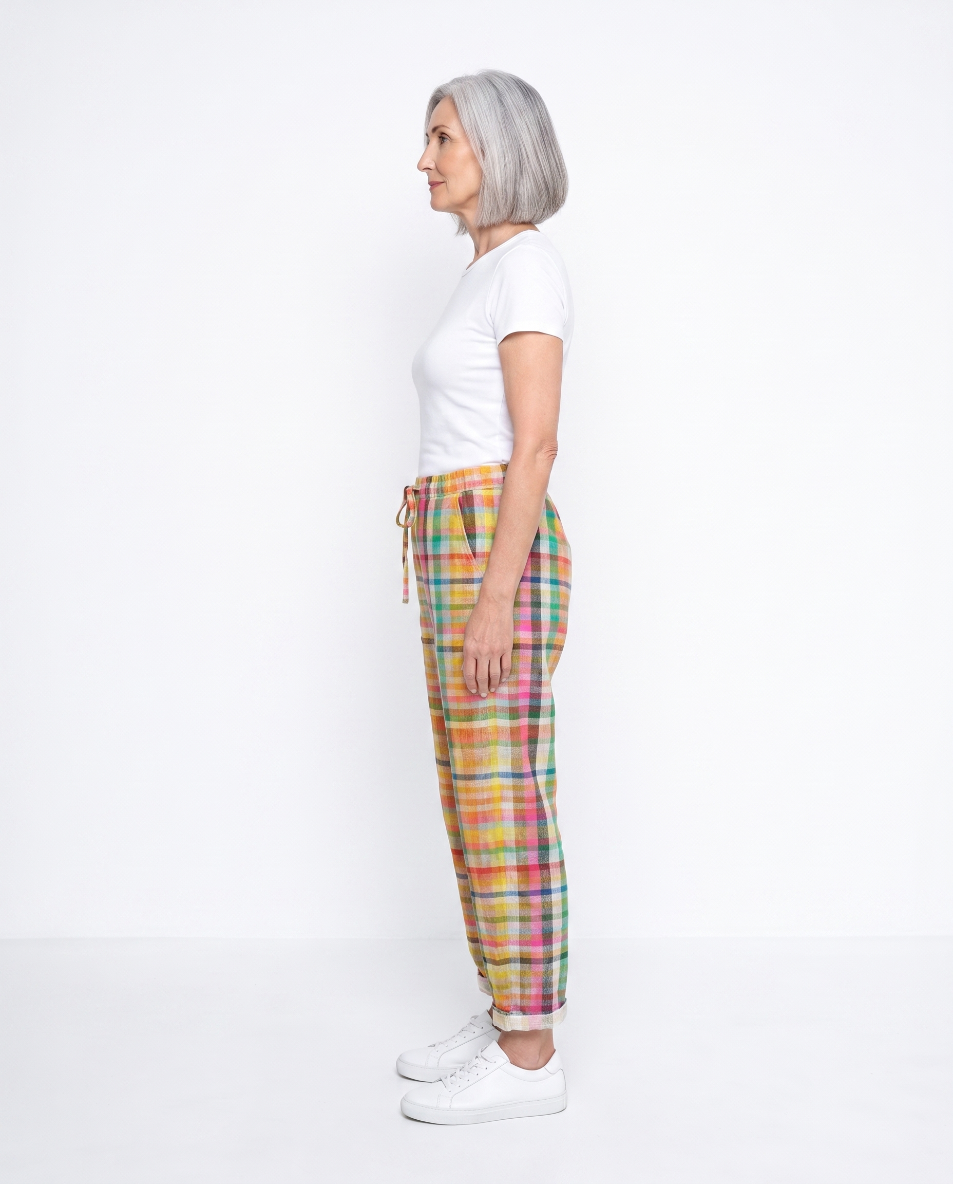 Samantha | Stylish Plaid Drawstring Pants - Solfae