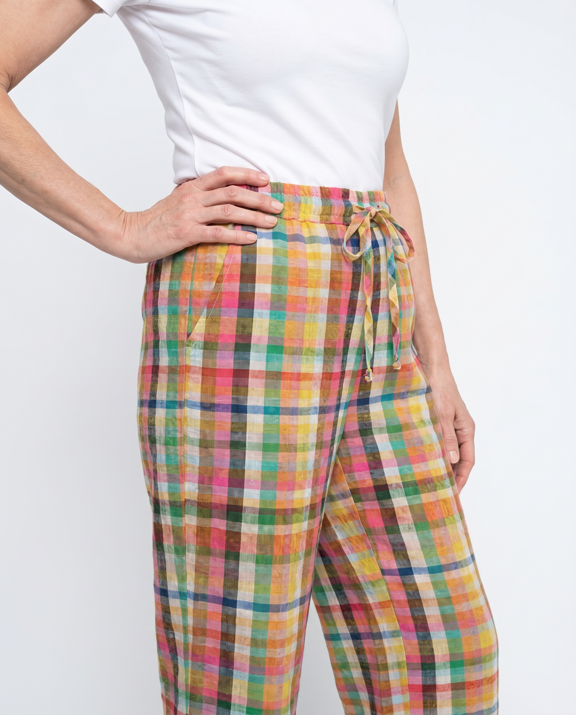 Samantha | Stylish Plaid Drawstring Pants - Solfae