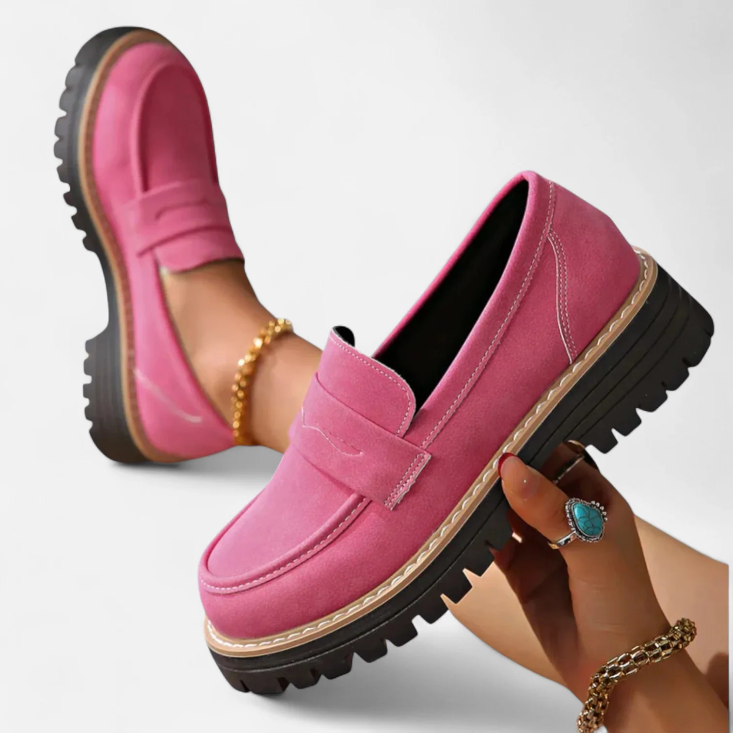 Skylar | Comfortable Suede Platform Loafers - Solfae