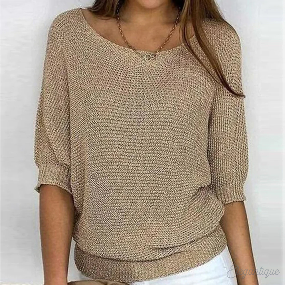 Stephanie | Elegant Batwing Knit Sweater - Solfae