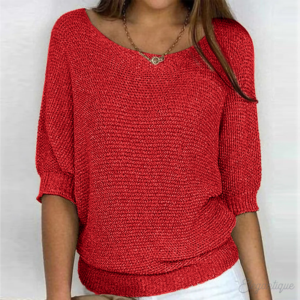 Stephanie | Elegant Batwing Knit Sweater - Solfae