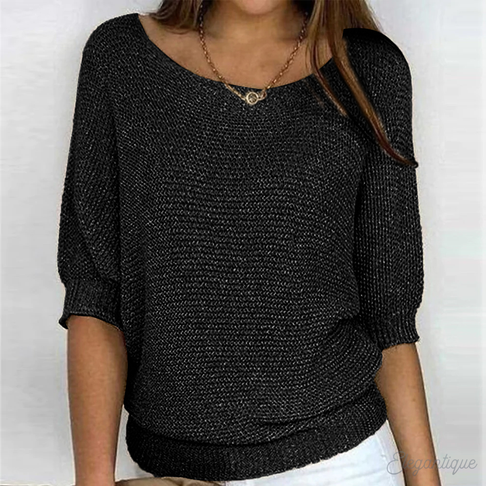 Stephanie | Elegant Batwing Knit Sweater - Solfae
