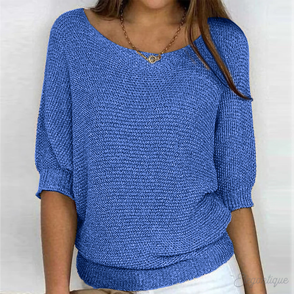 Stephanie | Elegant Batwing Knit Sweater - Solfae