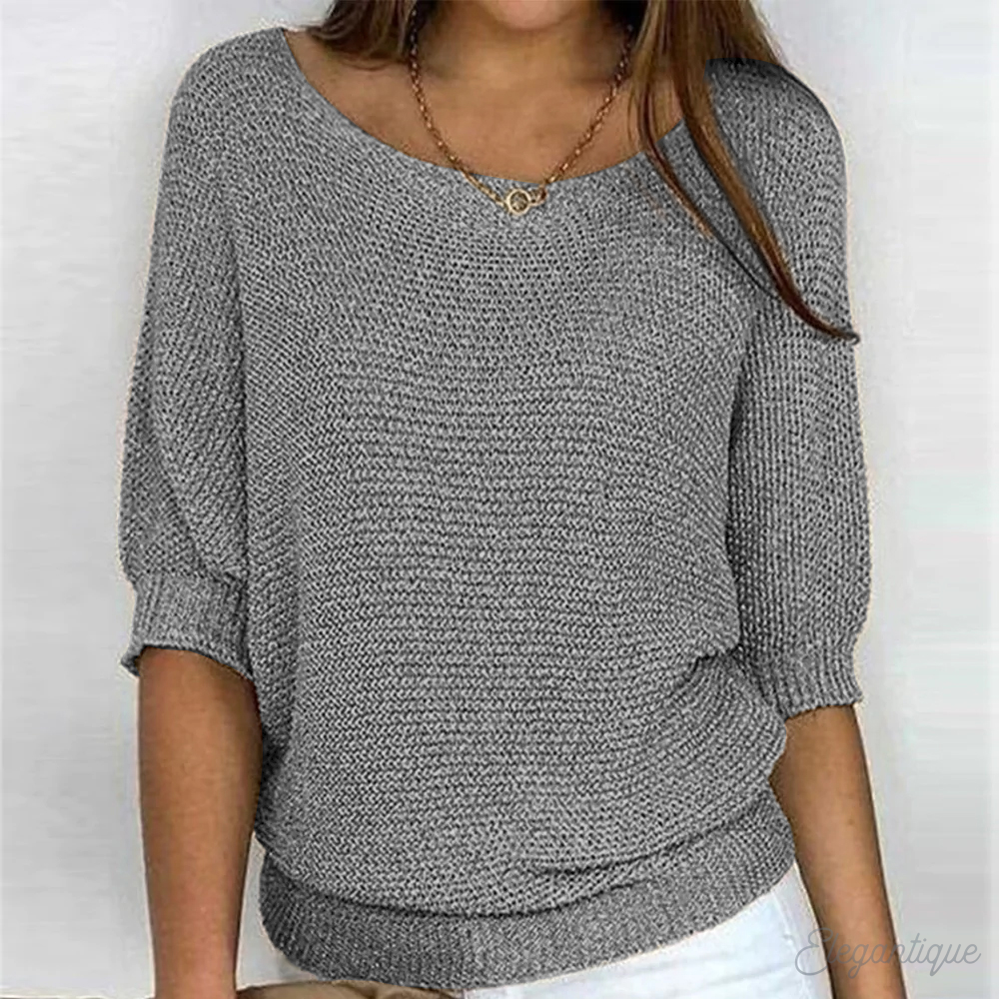 Stephanie | Elegant Batwing Knit Sweater - Solfae