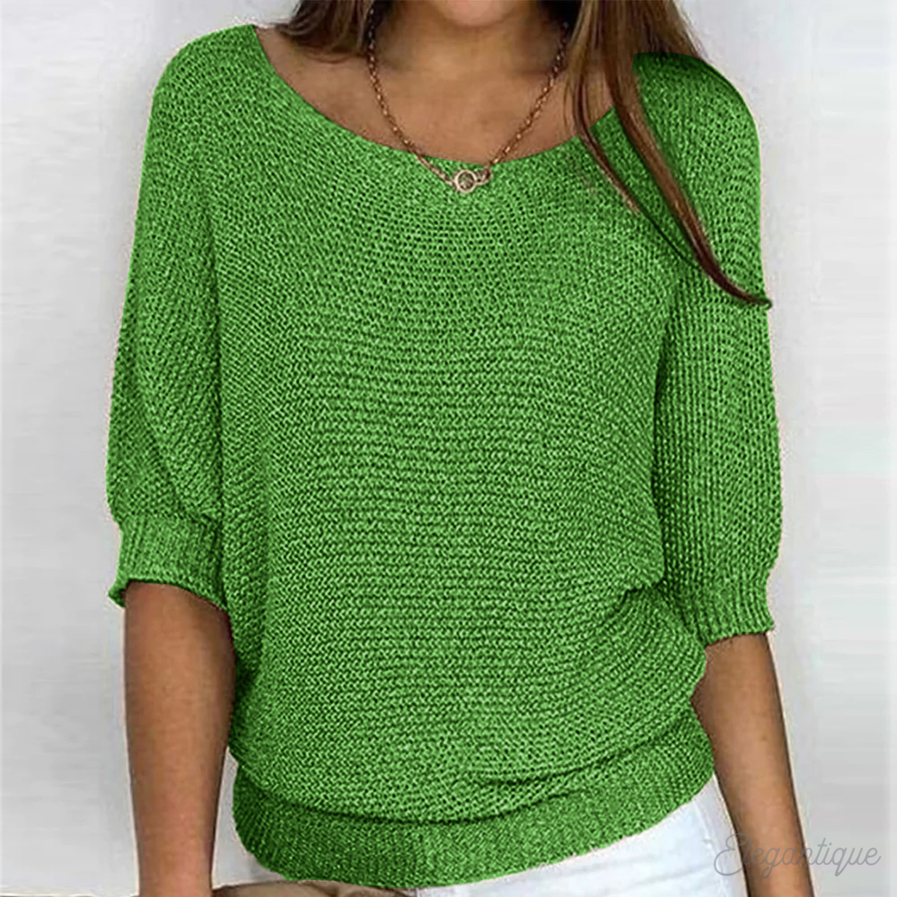 Stephanie | Elegant Batwing Knit Sweater - Solfae