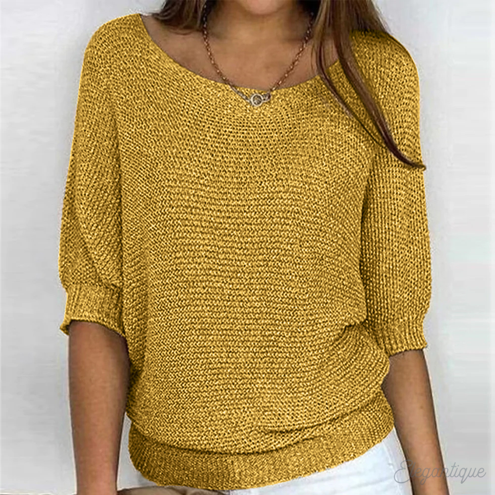 Stephanie | Elegant Batwing Knit Sweater - Solfae