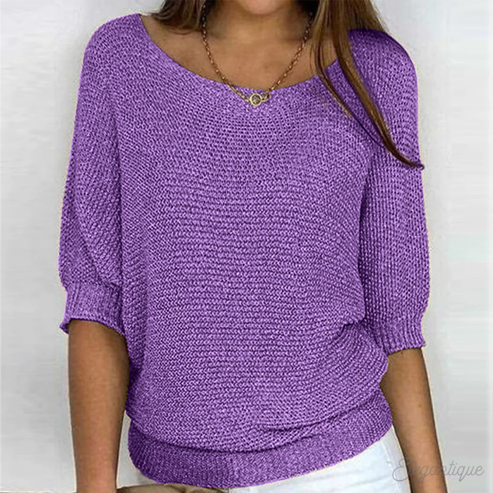 Stephanie | Elegant Batwing Knit Sweater - Solfae