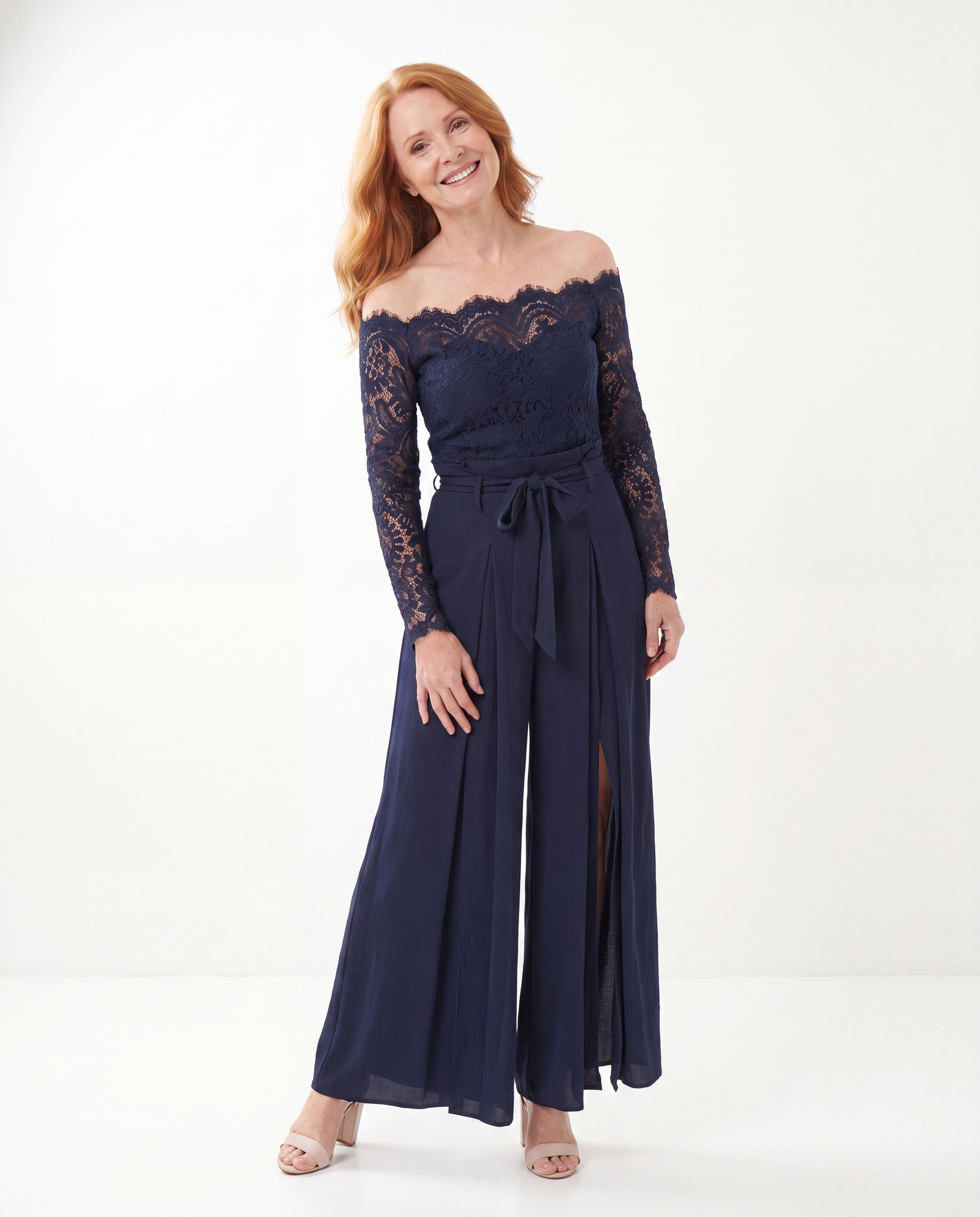 Stephanie | Elegant Lace Off-Shoulder Jumpsuit - Solfae