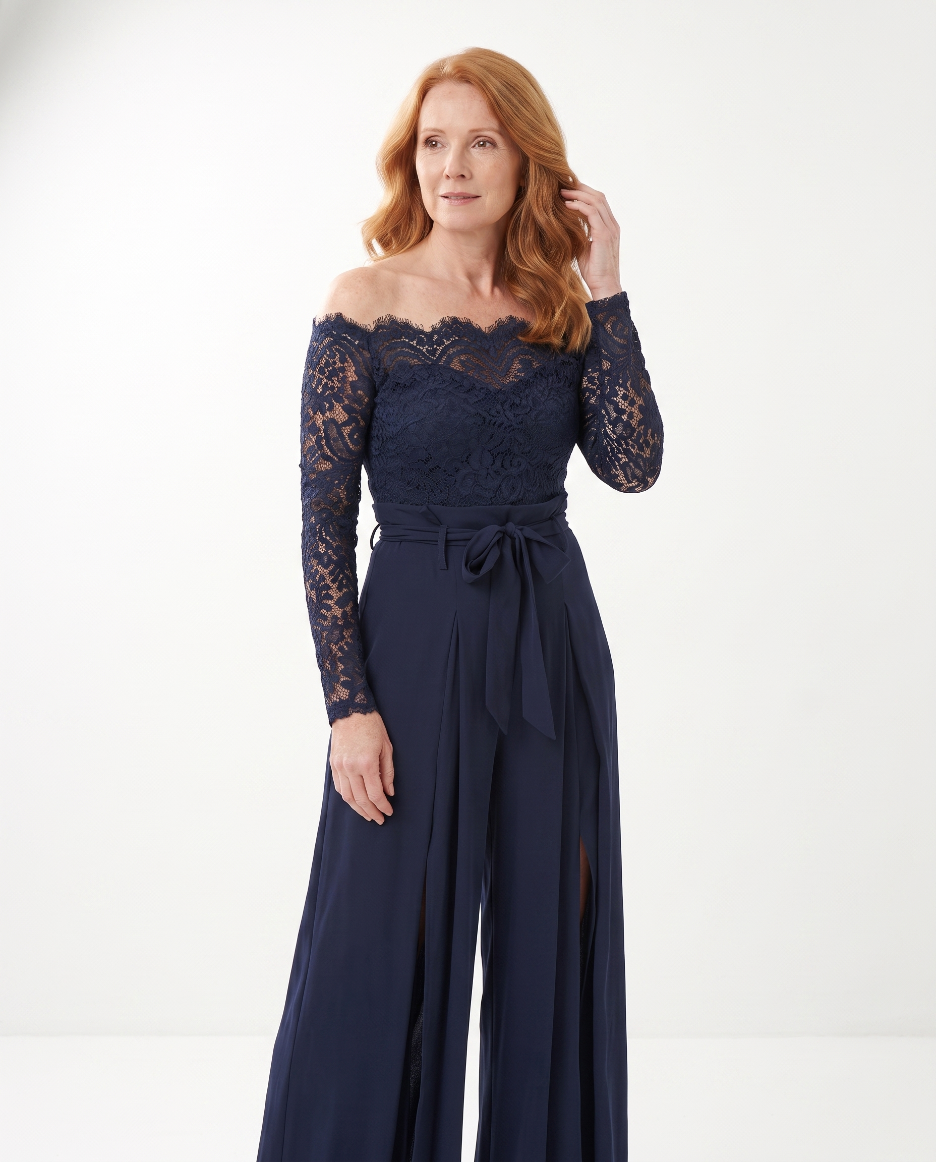 Stephanie | Elegant Lace Off-Shoulder Jumpsuit - Solfae