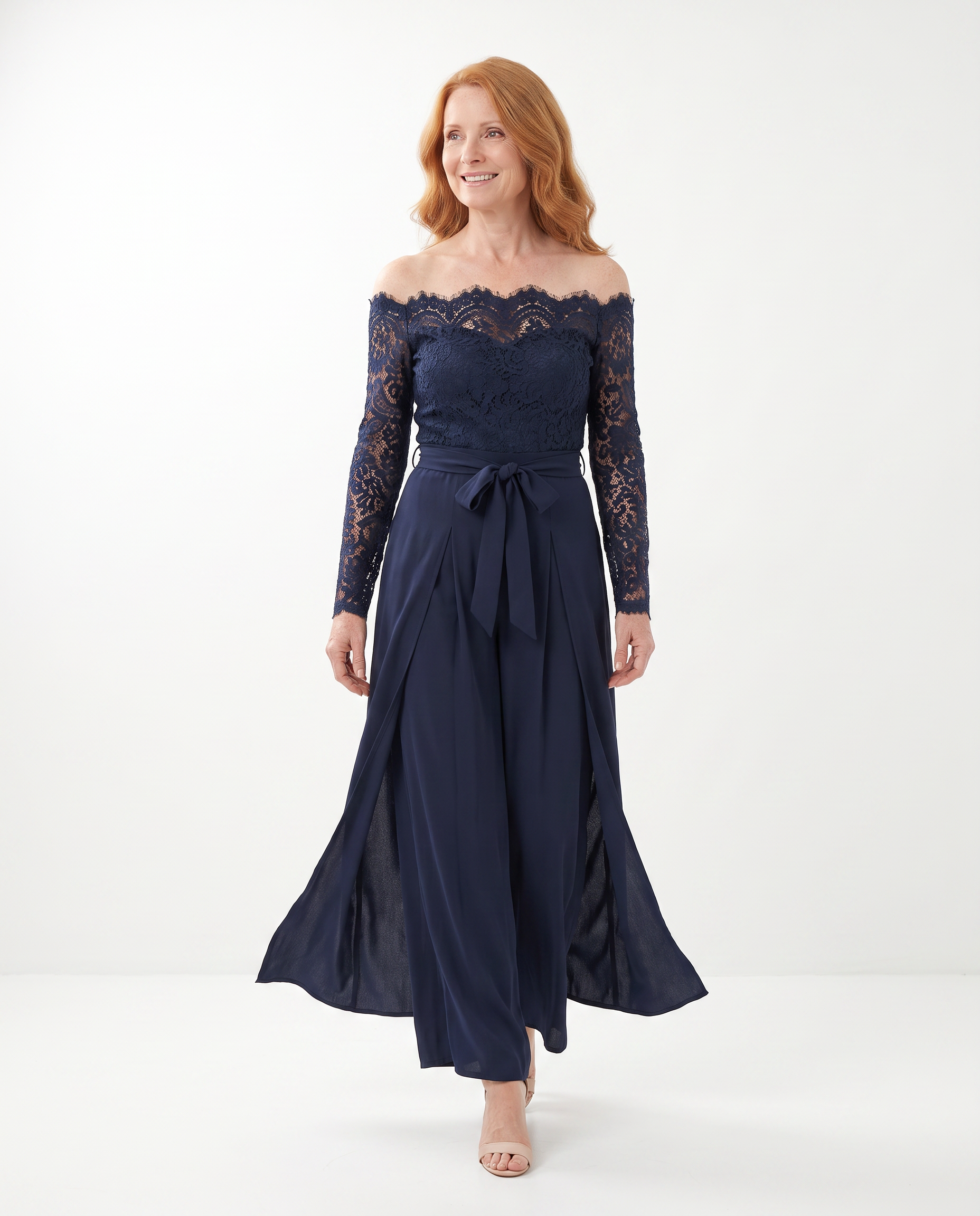 Stephanie | Elegant Lace Off-Shoulder Jumpsuit - Solfae