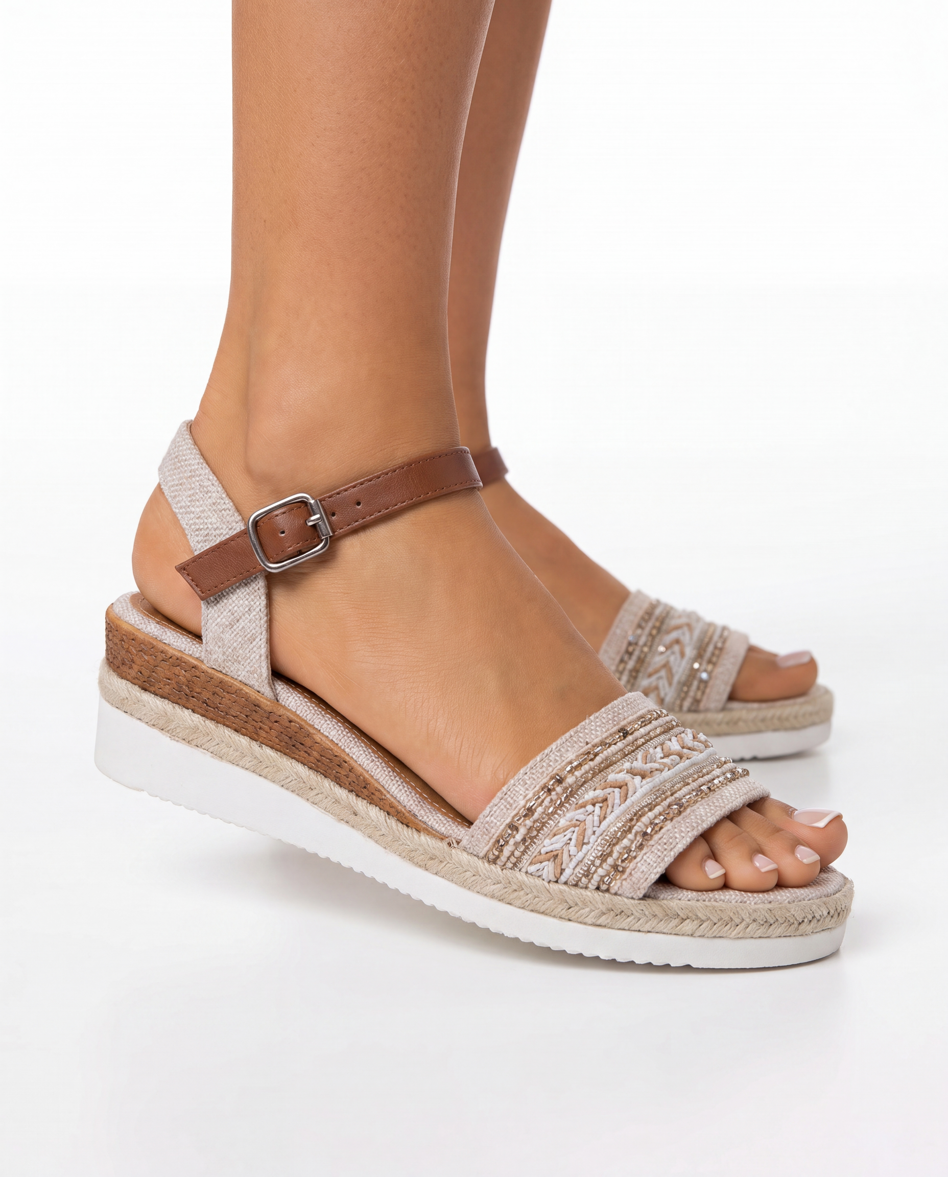 Stephanie | Elegant Sequin Wedge Sandals - Solfae