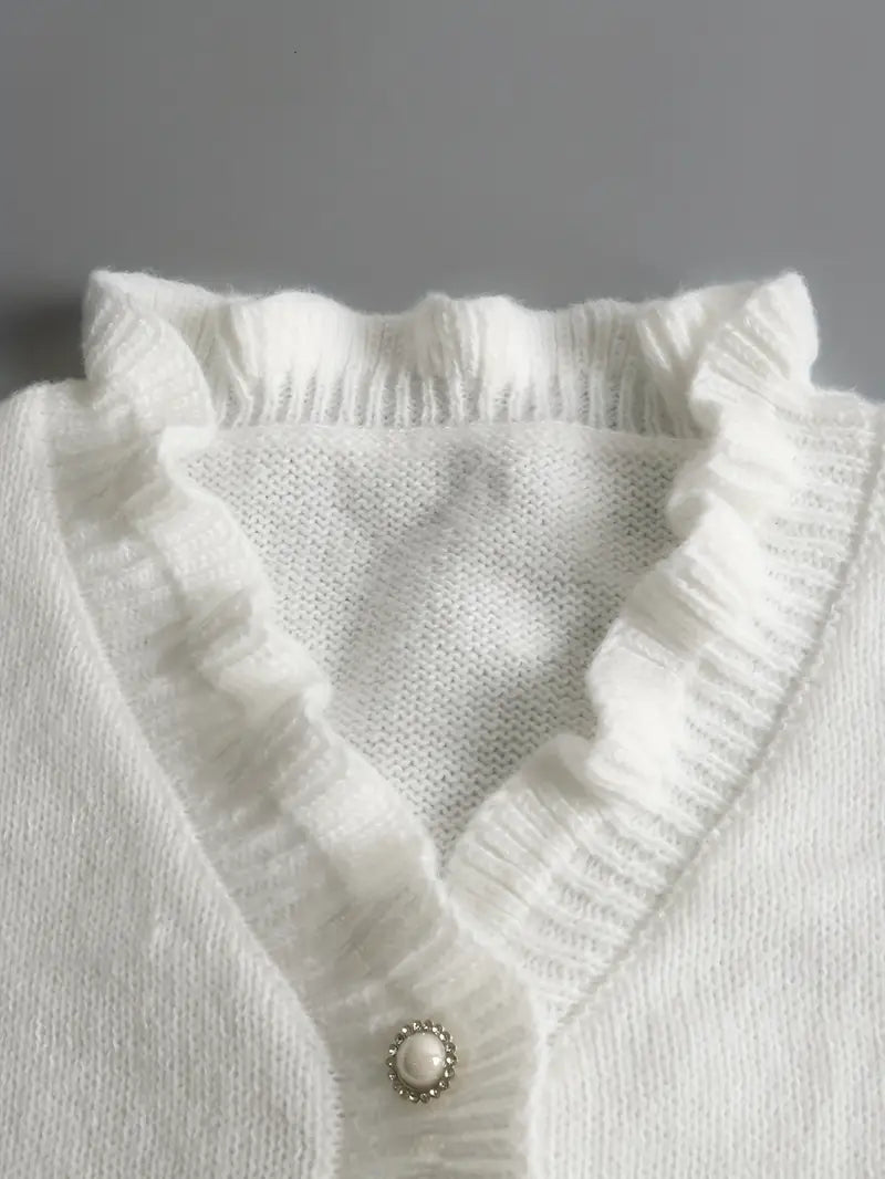 Stephanie | Feminine Ruffle Knit Sweater - Solfae