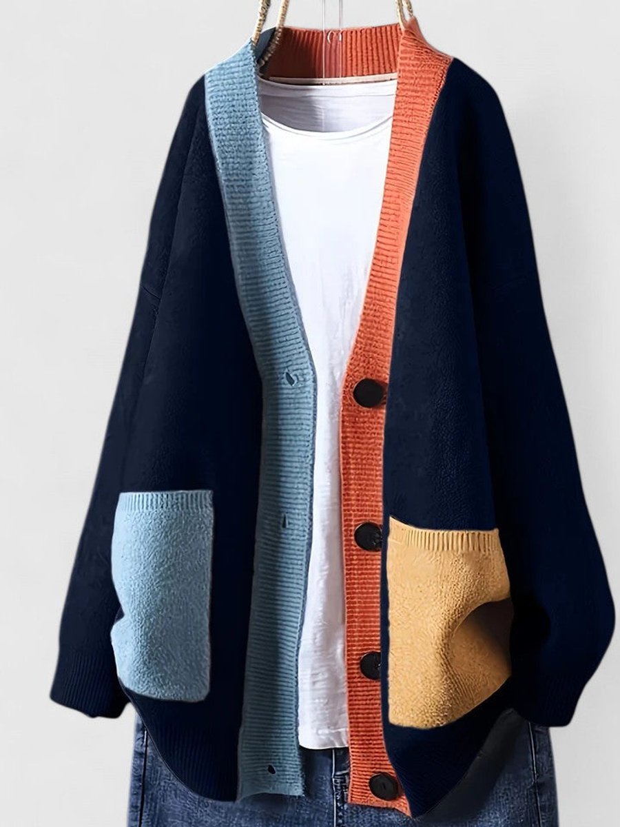 Stephanie | Stylish Color-Block Knit Cardigan - Solfae