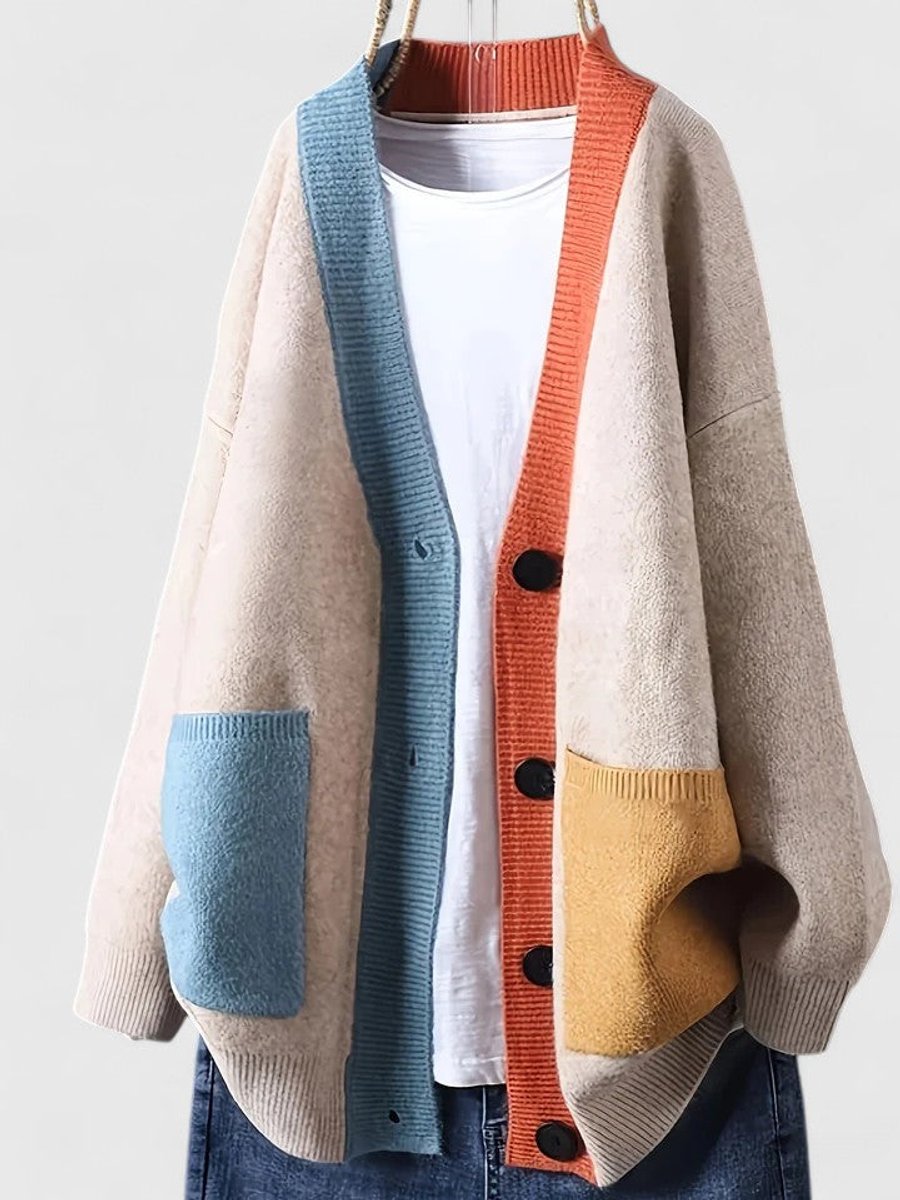 Stephanie | Stylish Color-Block Knit Cardigan - Solfae