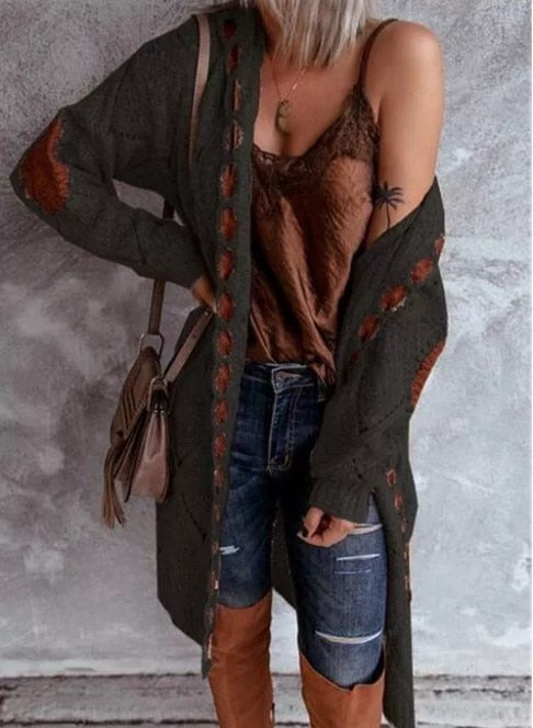 Stephanie | Stylish Hooded Cable Cardigan - Solfae