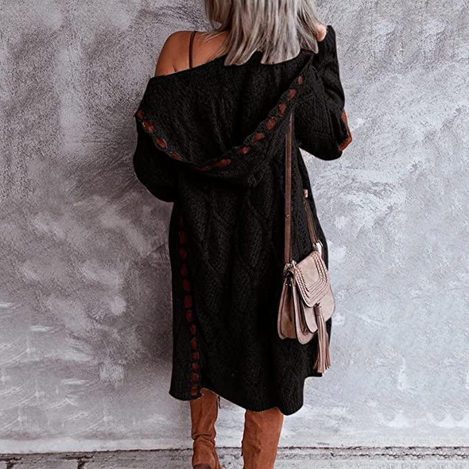Stephanie | Stylish Hooded Cable Cardigan - Solfae