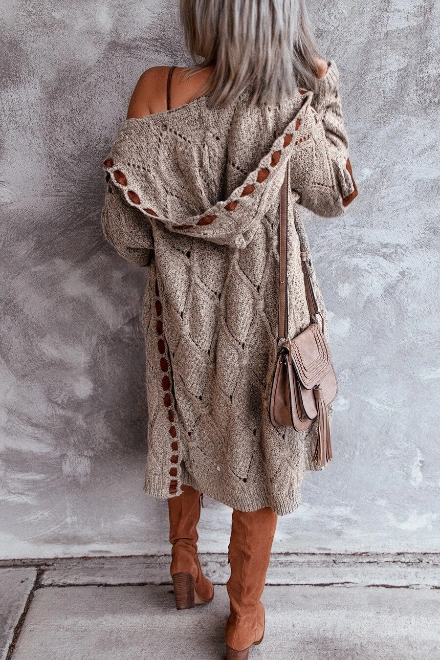 Stephanie | Stylish Hooded Cable Cardigan - Solfae