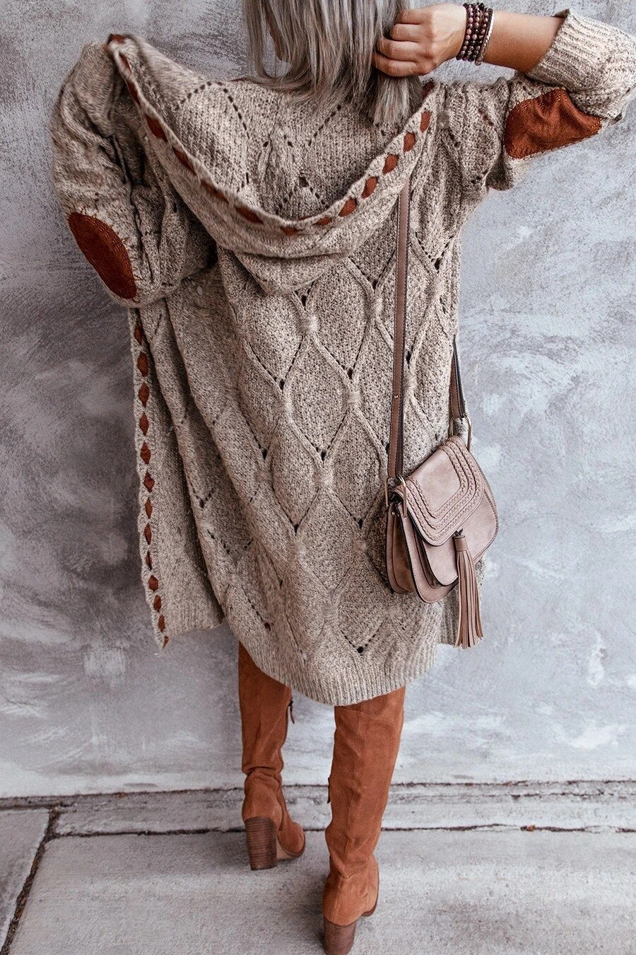Stephanie | Stylish Hooded Cable Cardigan - Solfae