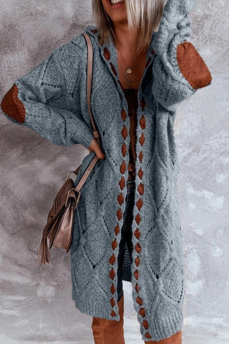 Stephanie | Stylish Hooded Cable Cardigan - Solfae