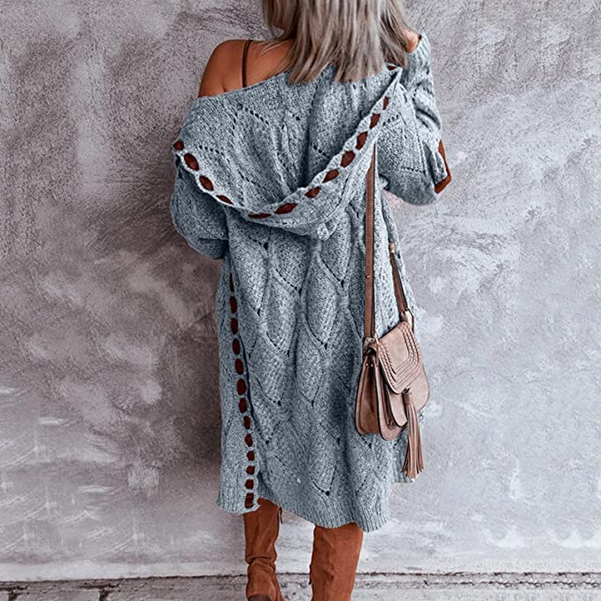 Stephanie | Stylish Hooded Cable Cardigan - Solfae