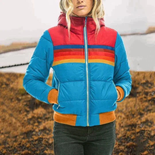 Stephanie | Stylish Stripe Puffer Jacket - Solfae