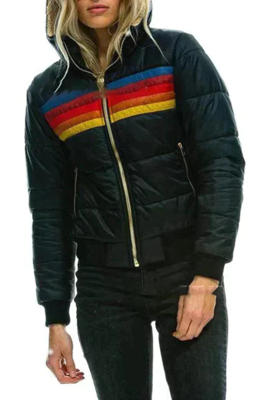 Stephanie | Stylish Stripe Puffer Jacket - Solfae