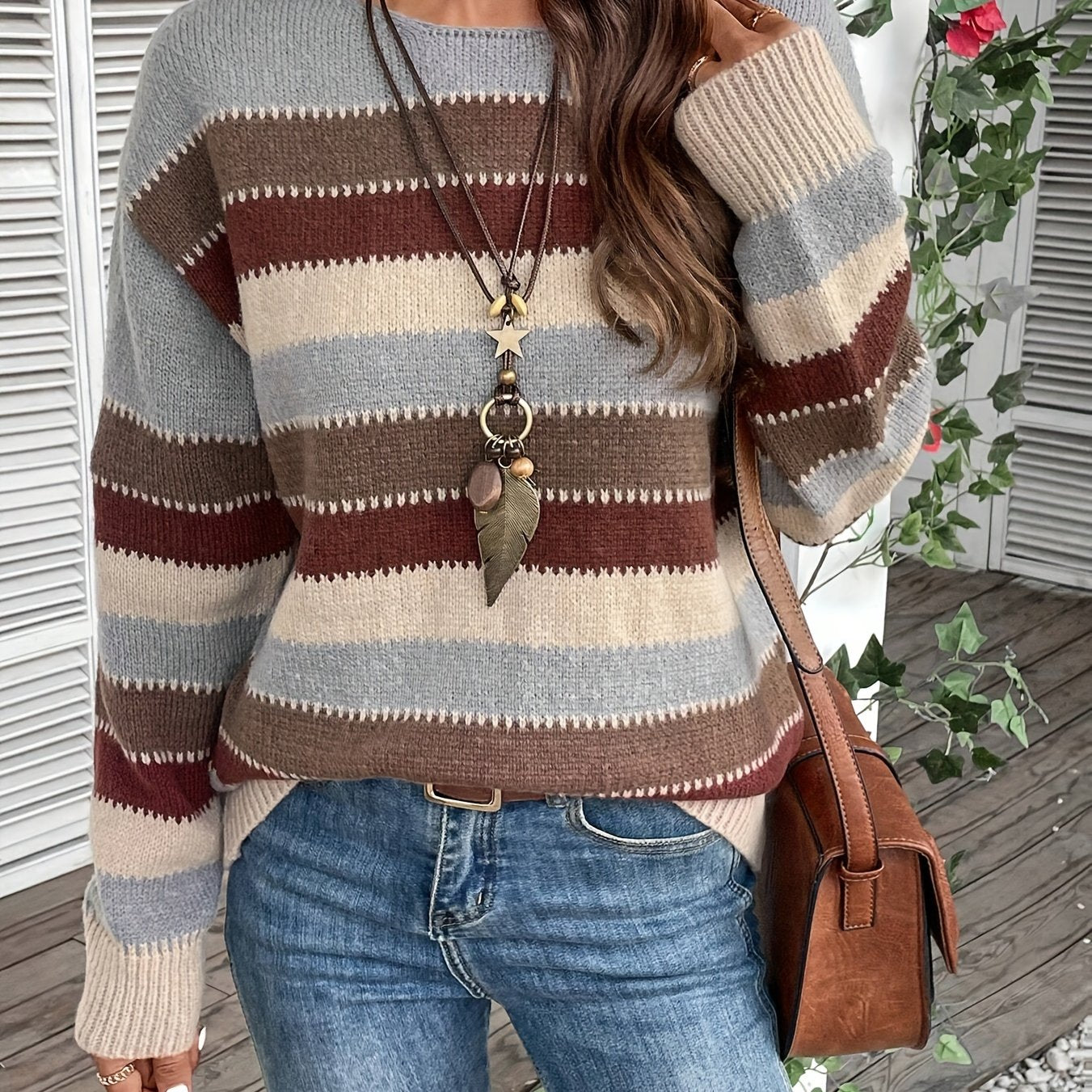 Stephanie | Vintage Striped Colorblock Sweater - Solfae
