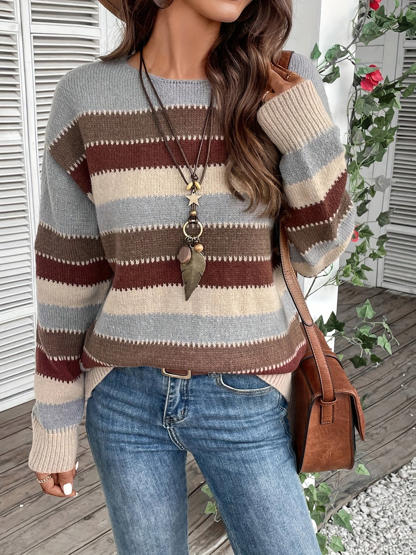 Stephanie | Vintage Striped Colorblock Sweater - Solfae