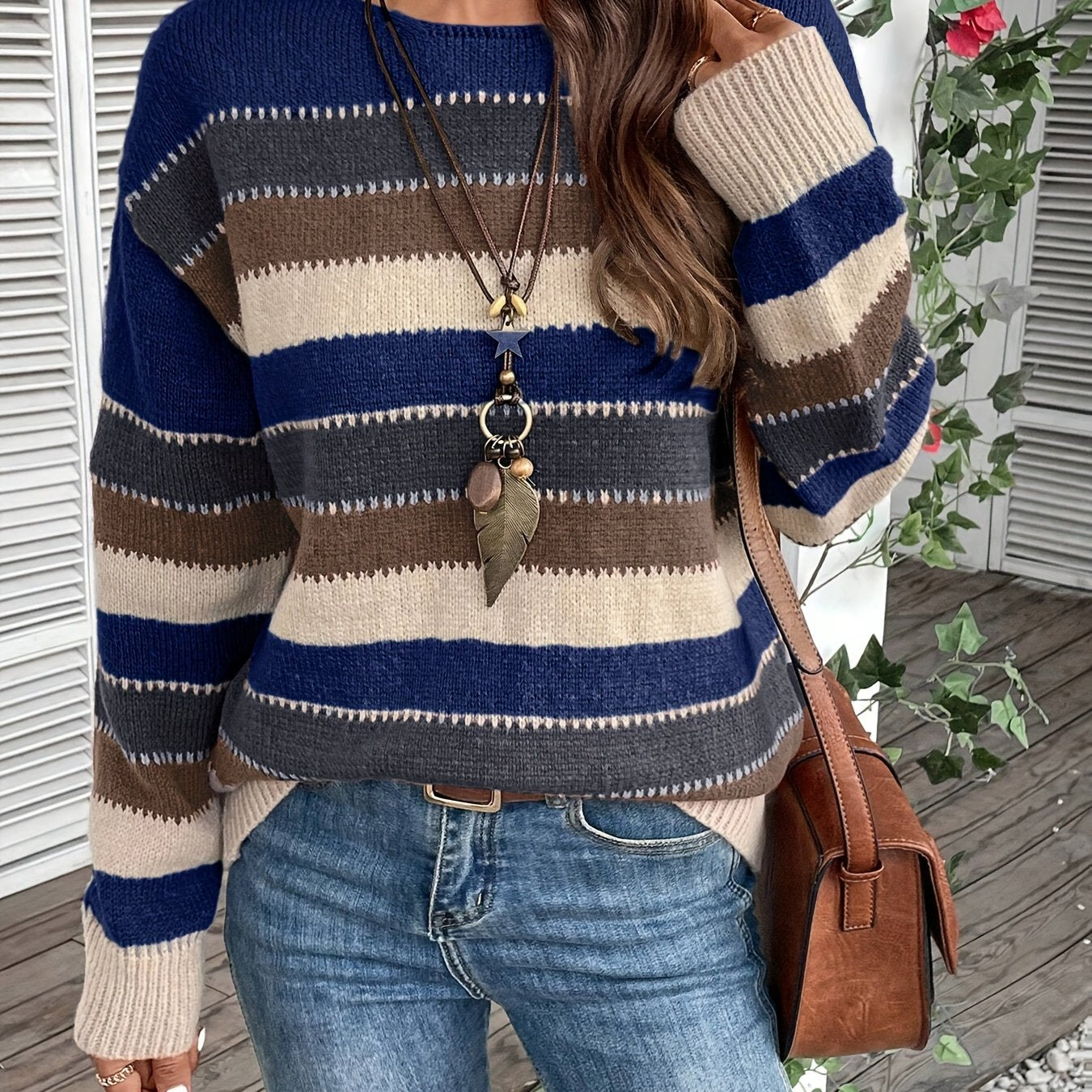 Stephanie | Vintage Striped Colorblock Sweater - Solfae