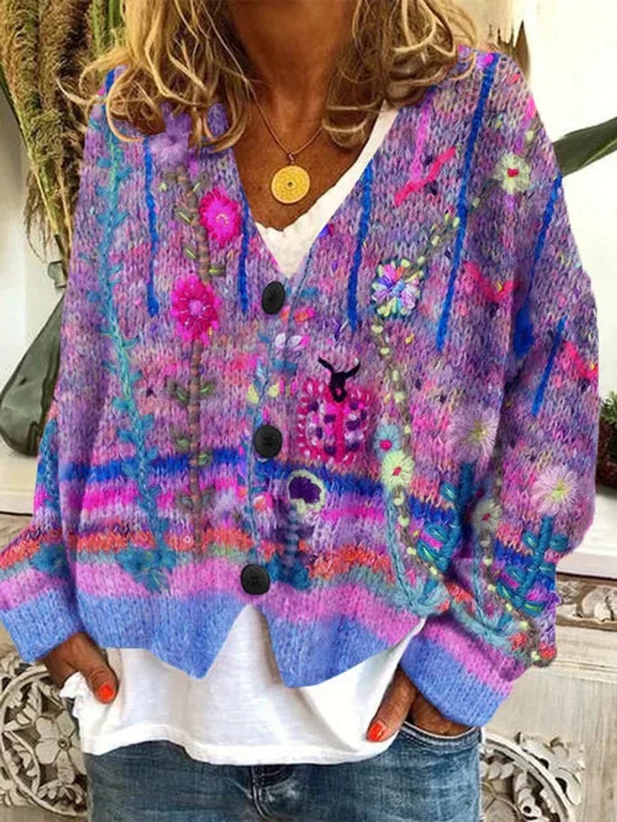 Vanessa | Elegant Vintage Floral Cardigan - Solfae