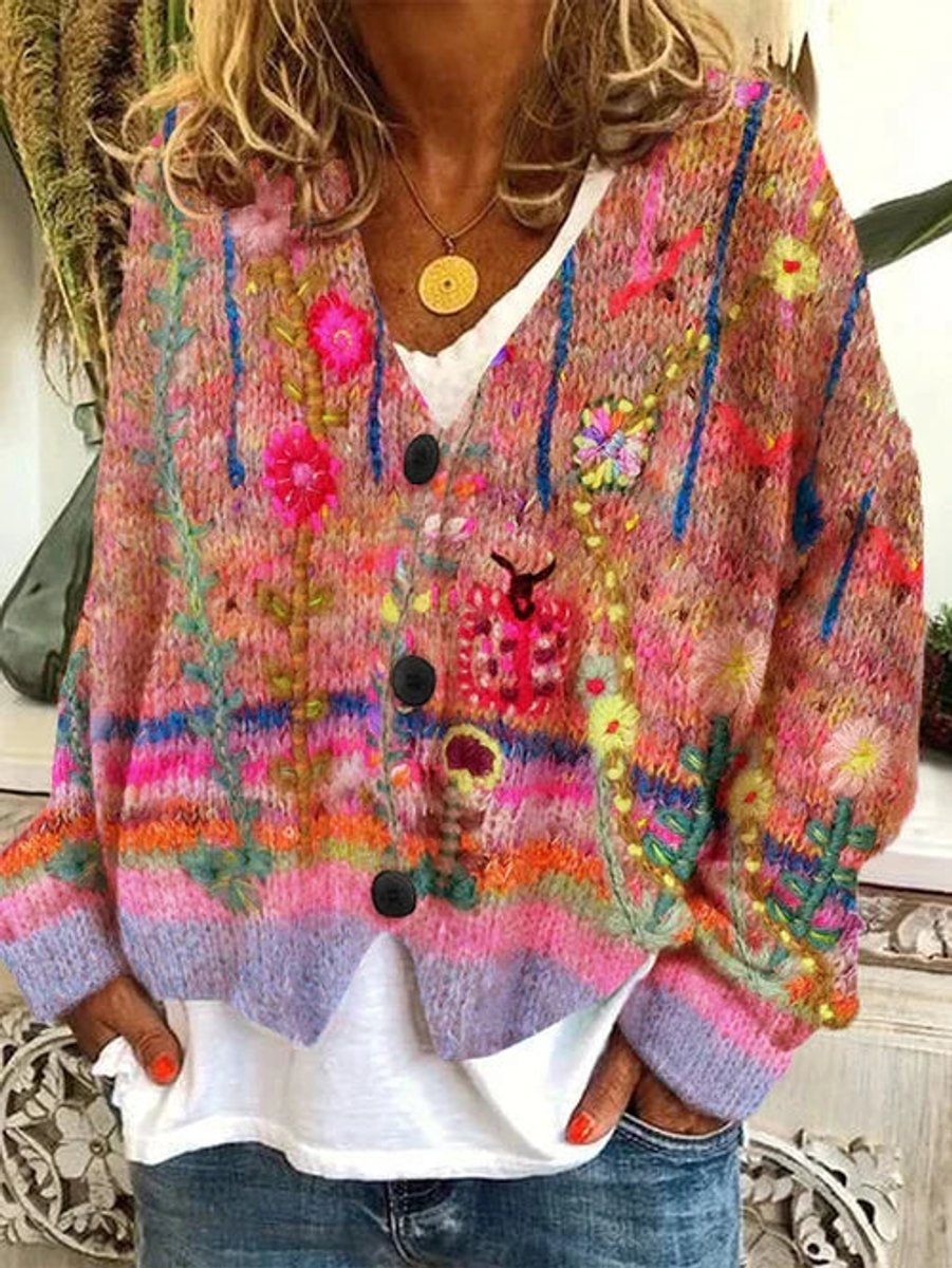 Vanessa | Elegant Vintage Floral Cardigan - Solfae