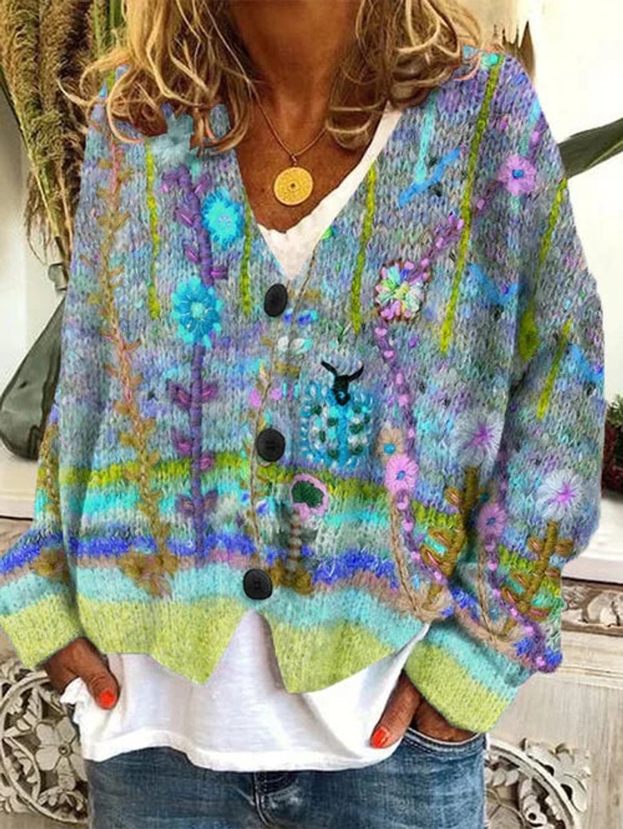 Vanessa | Elegant Vintage Floral Cardigan - Solfae