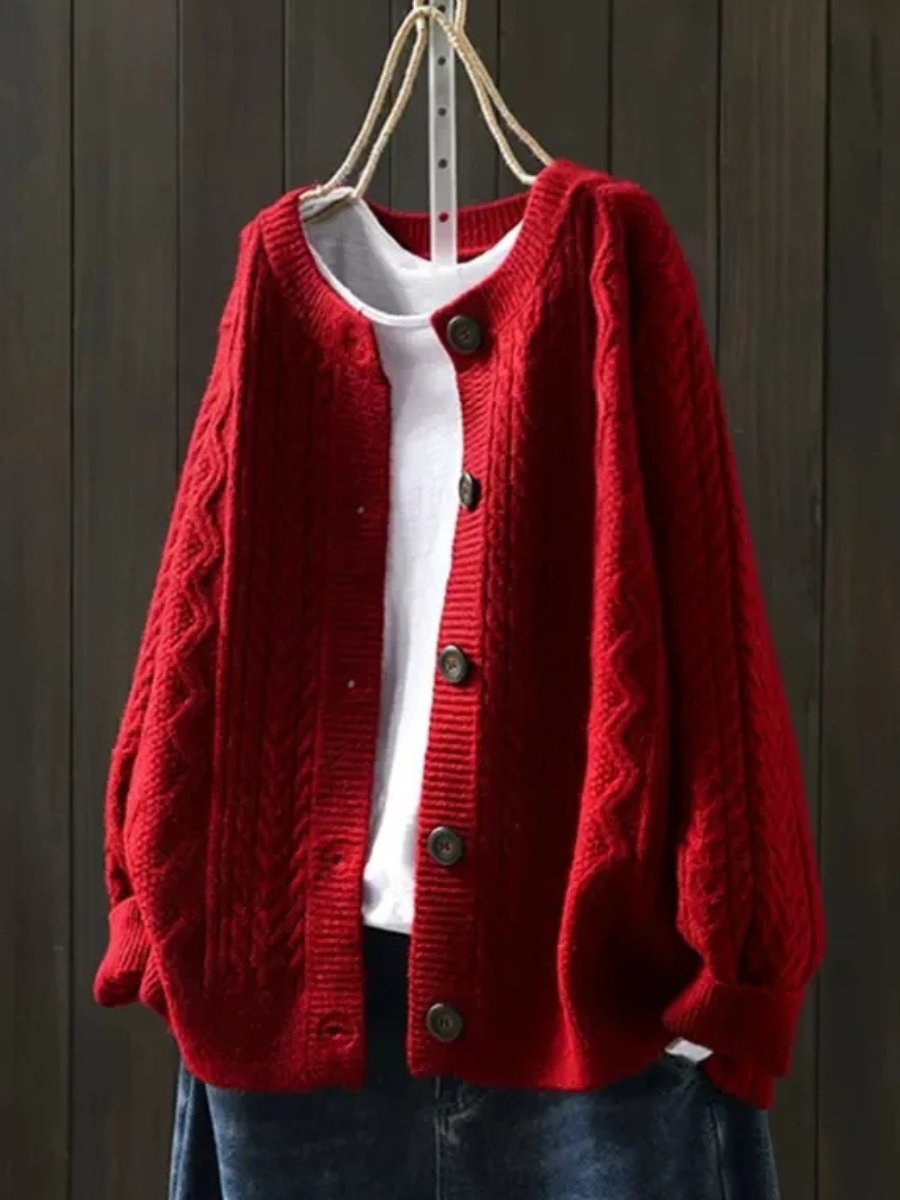 Victoria | Elegant Oversized Cable-Knit Cardigan - Solfae
