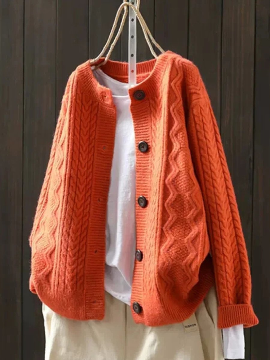 Victoria | Elegant Oversized Cable-Knit Cardigan - Solfae
