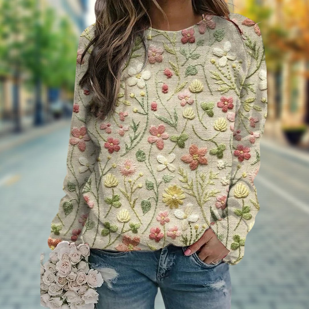 Vintage | Floral Embroidered Knit Sweater - Solfae